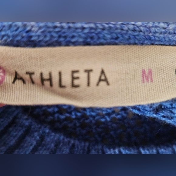 Athleta Blue Open Knit Long-sleeve Pullover, Sz. M - Picture 4 of 9